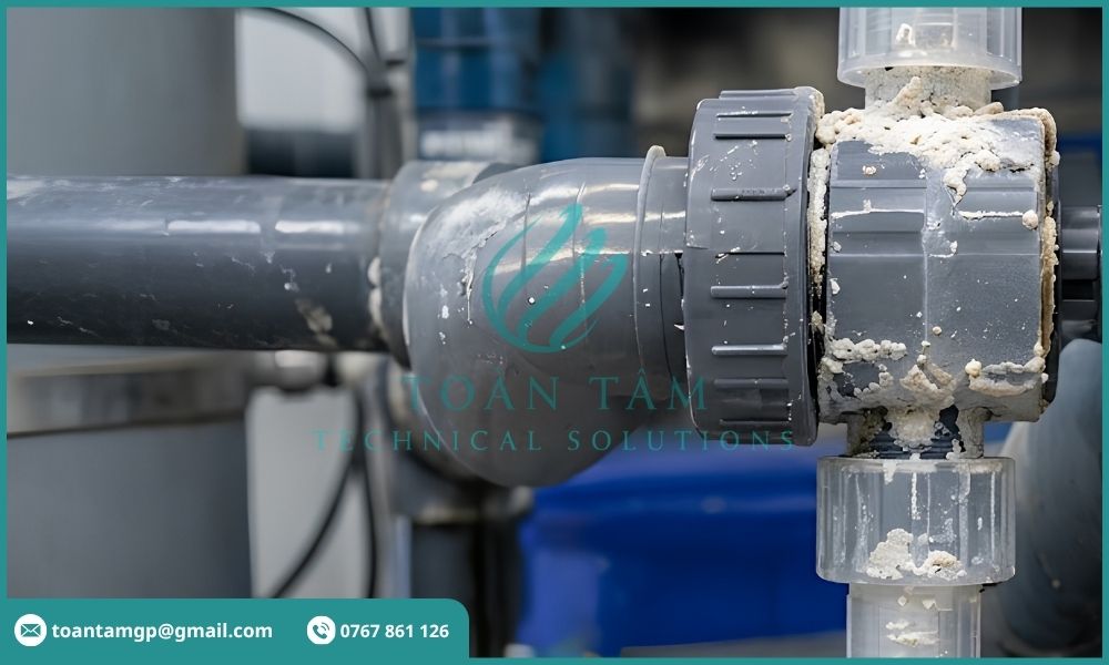 Tinh thể trắng đục hình thành tại đầu nối