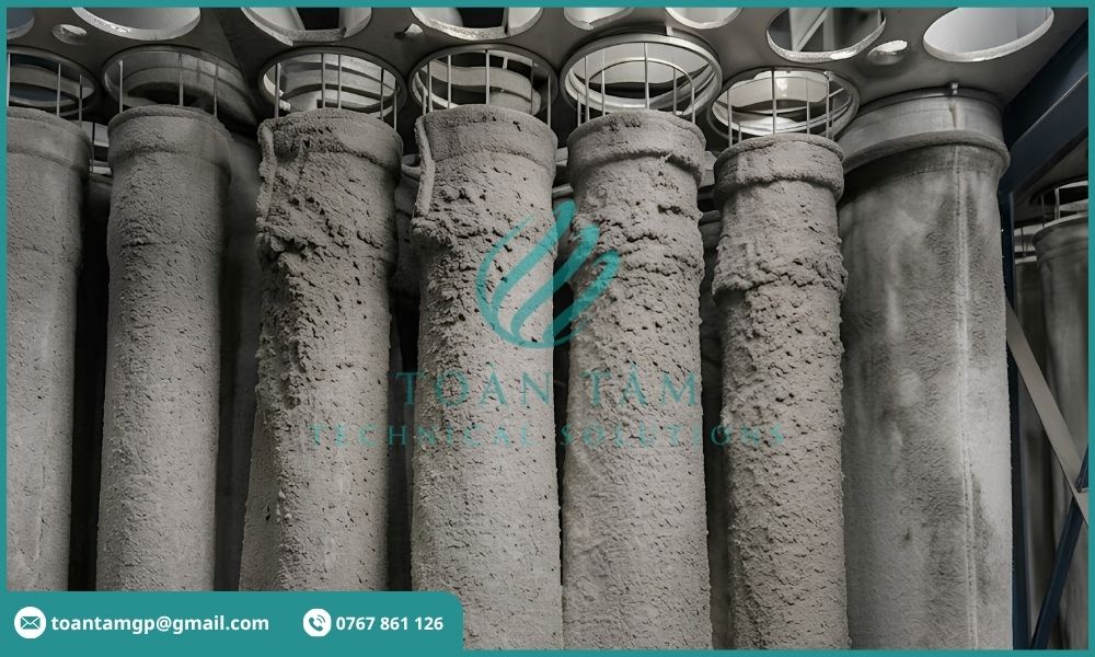 Túi vải lọc bám đầy bụi